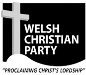 Welsh Christian Party "Proclaiming Christ's Lordship" Plaid Gristnogol Cymru "Datgan Arglwyddiaeth Crist" logo